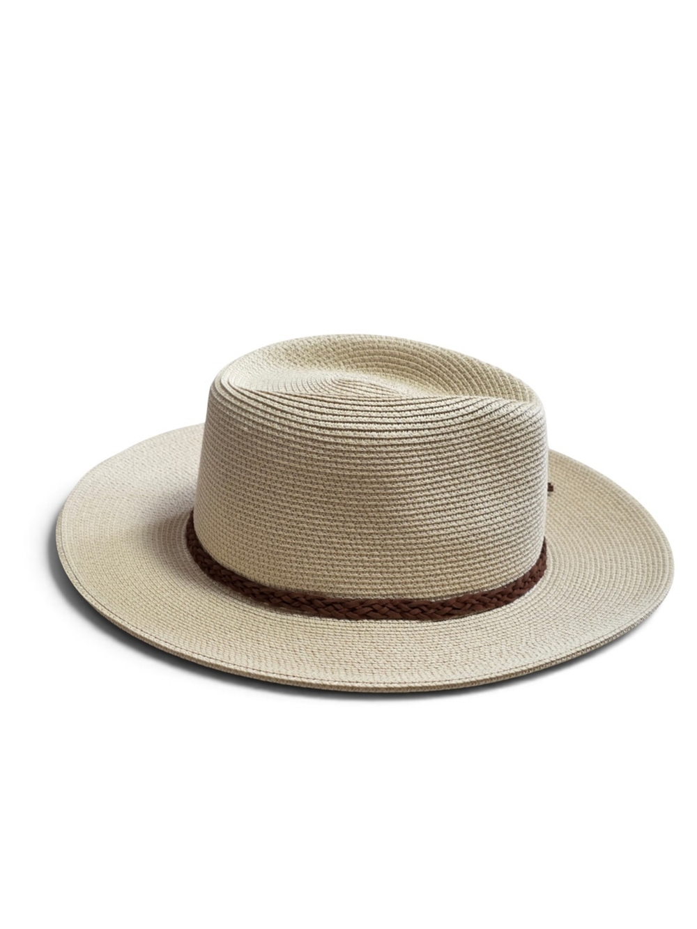 Nwt, Furtalk Wide Brim Straw Sun Hat with Brown Trim - Picture 2 of 6
